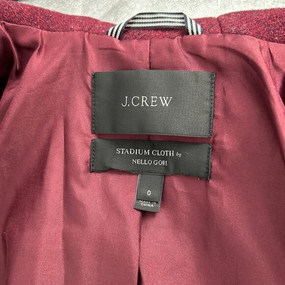 J.Crew Chateau Parka Italian Stadium Cloth Wool Coat Jacket Dark Red Womens Sz 0 - Picture 7 of 8